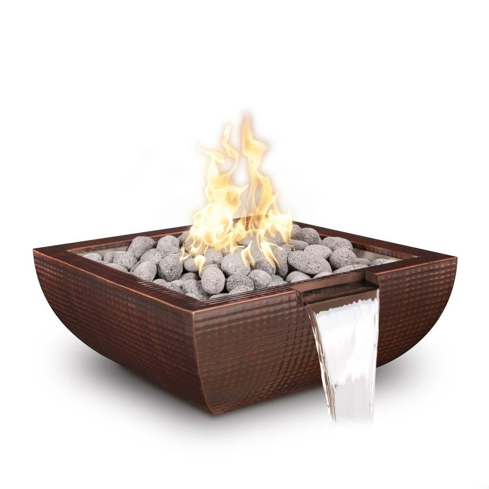 The Outdoors Plus OPT-24AVCPFW-LP 24" Avalon Hammered Hammered Copper Fire & Water Bowl - Liquid Propane